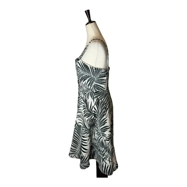 Hutch Aidy Dress‎ Womens 10 Black Ivory Palm Print Button Front Knee Length - Image 9