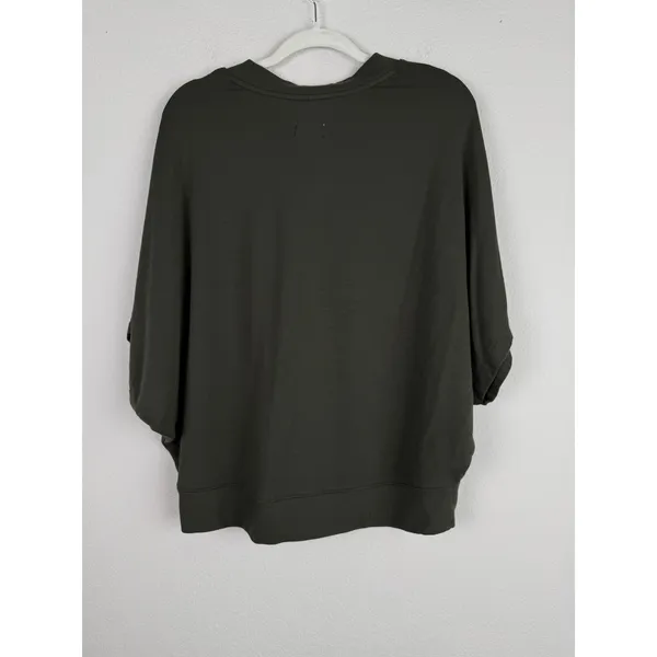 Lou & Grey Signature Soft Wetland Green V-Neck Poncho Sweater Knit Top Women's S - Image 3