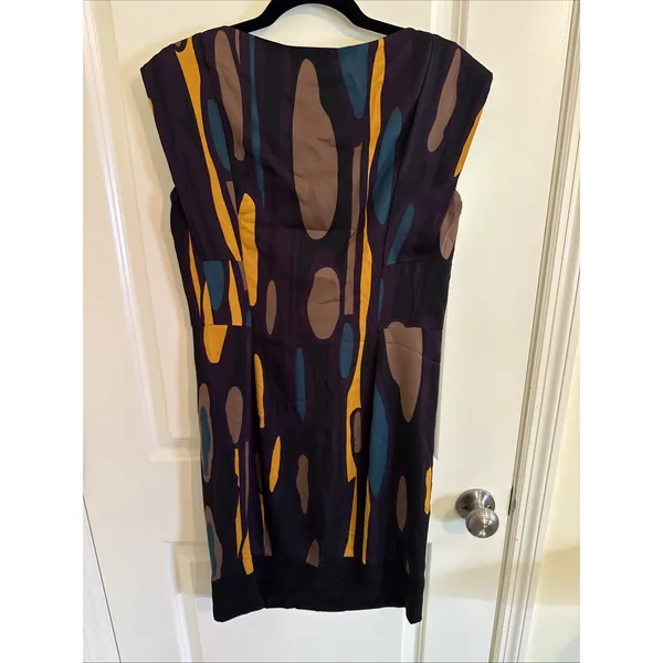 DVF Diane von Furstenberg Samuella Traveler prune silk shift purple yellow Sz 6 - Image 3