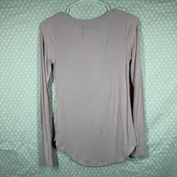 Abercrombie & Fitch Pink Ribbed Y2K Henley Top‎ - Image 5