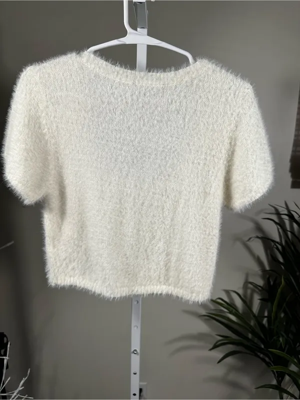 P82. Cotton Candy LA Cream Fuzzy Crop Top - Image 5