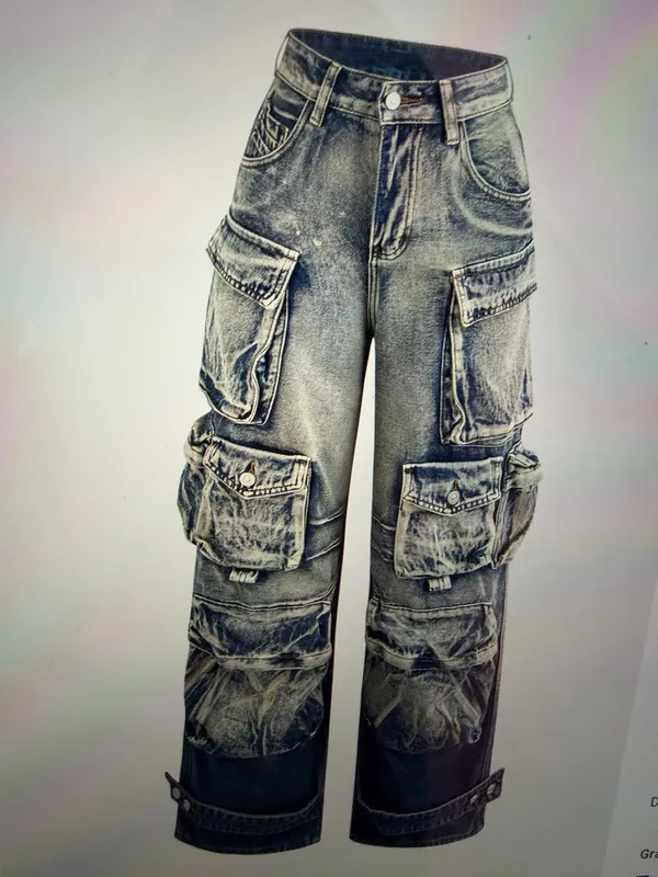 Micas Ombré multi pockets wide leg cargo jeans - Image 9