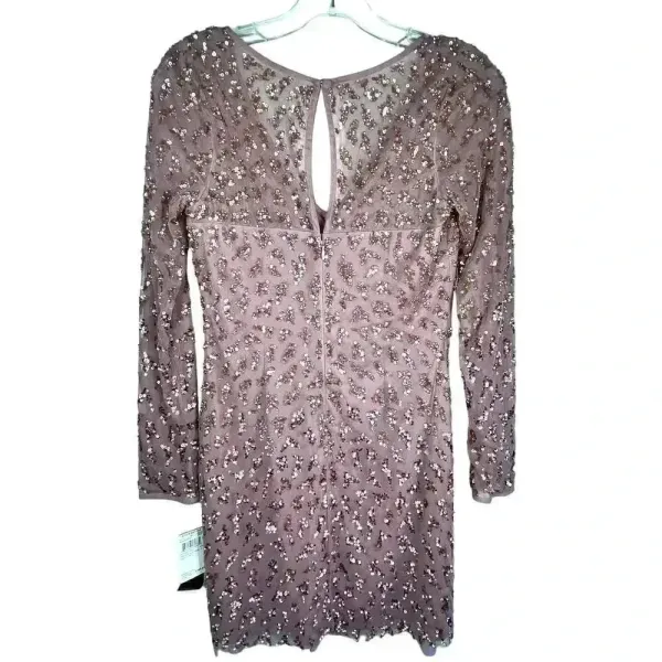 Aidan Maddox NWT‎ Dusty Rose V Neck Long Sleeve Sequin Cocktail Dress Size 6 - Image 3