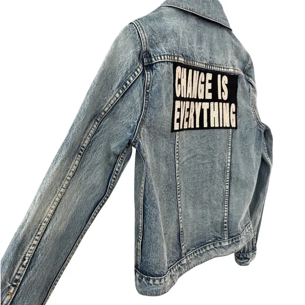 PAM & GELA Statement Denim Embroidered Jacket with Rhinestone Eagles‎ Size Small - Image 9