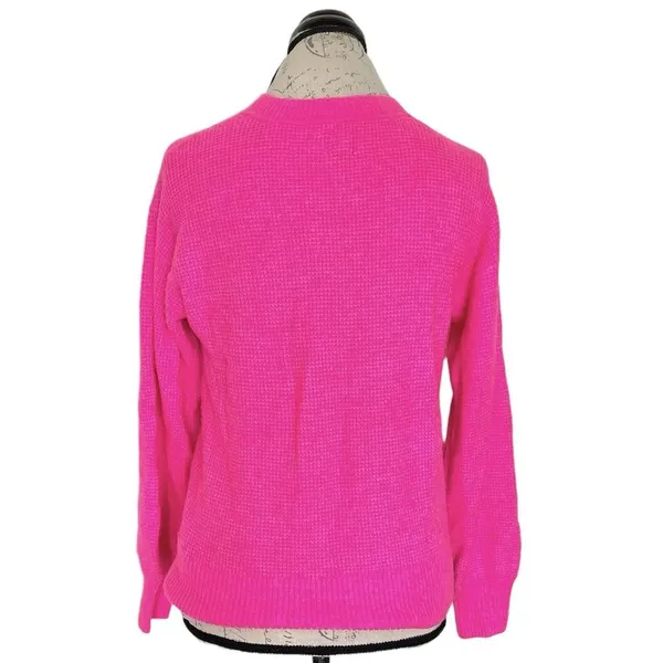 Gap Womens Sweater Size XS Ribbed Waffle Pullover Fuchsia Pink Long Sleeve - Image 3