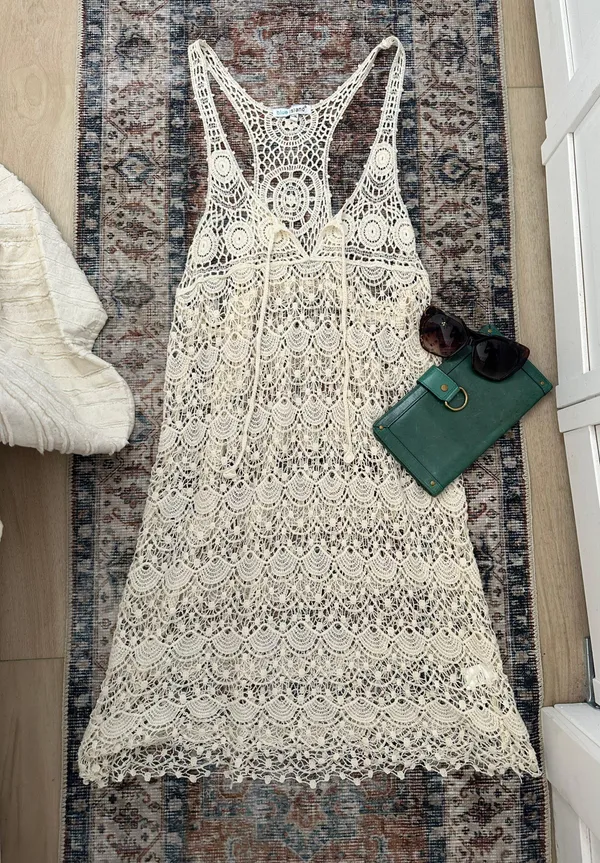 Blue Island Boho Lace Beach Cover Up - Image 5