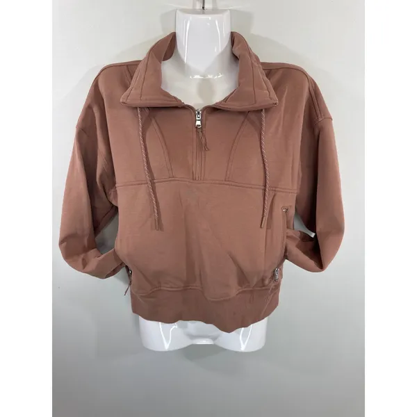Old Navy Active Dynamic Fleece Quarter Zip Sweatshirt Mauve Brown Women's Medium - Image 5
