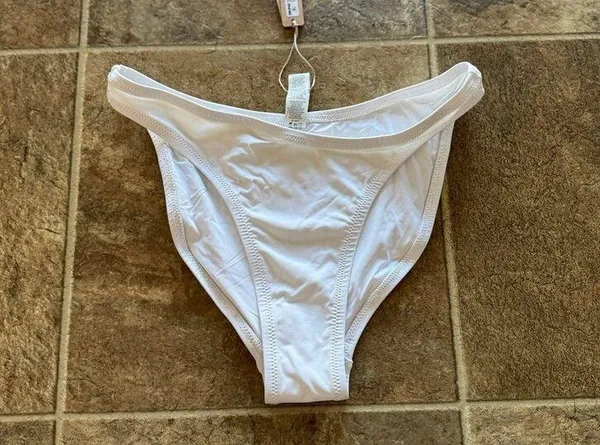 Skims Signature Swim Mid Coverage Bikini Bottom Snow XS - Image 2