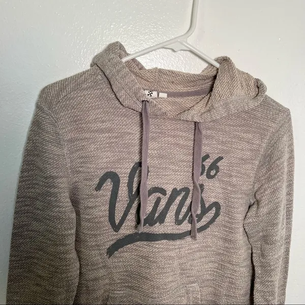 Vans Women's Size XS Hoodie Hooded Sweatshirt Gray Green Knit Kangaroo Pocket - Image 3