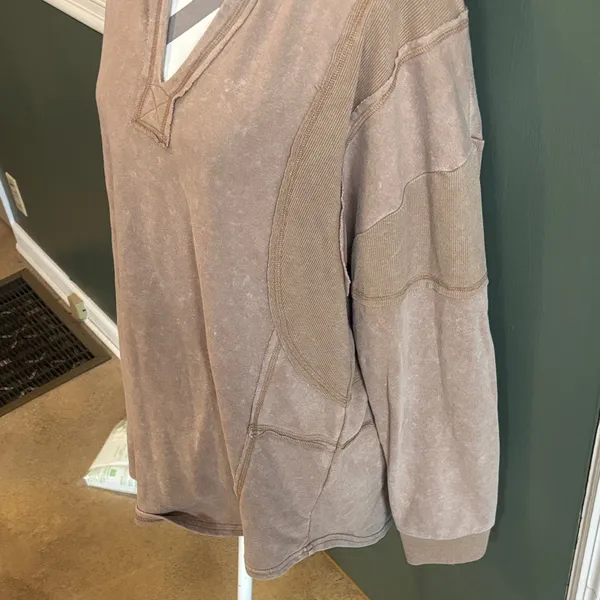 Very J Tan Long Sleeve Top - Image 2