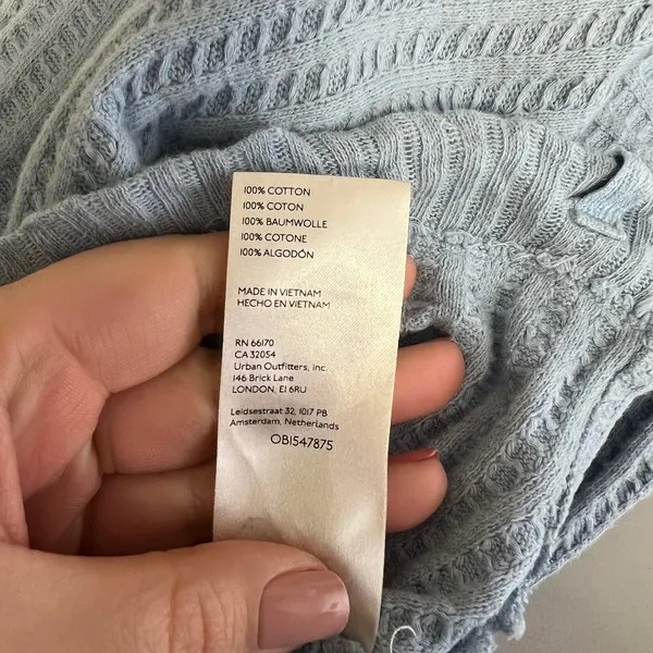 We The Free Free People Light Blue Waffle Knit‎ Slouchy Thermal Top Medium - Image 6