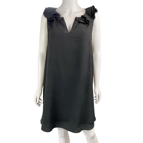 Umgee USA Black Ruffle‎ Neck Sleeveless Mini Dress Casual Party Women's Large - Image 3