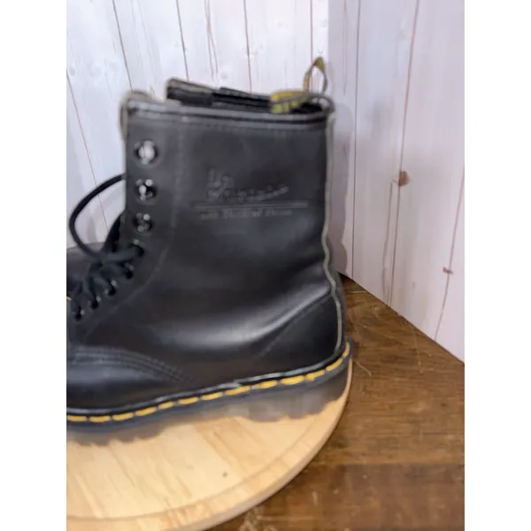 Dr. Martens Boots Womens 7‎ Black 1460 W Smooth 8 Eye Lace-Up Yellow Stitch Gum - Image 4