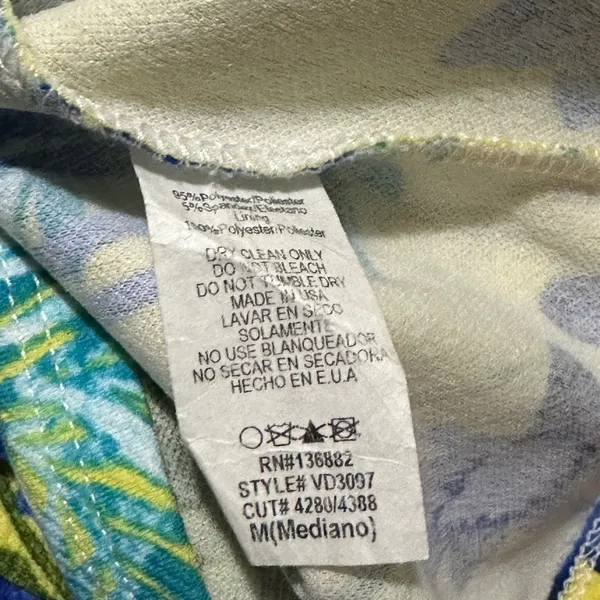 152 Vintage Shop |NWOT USA Yellow Tropical Floral Open Back Bodycon Dress (sz M) - Image 6