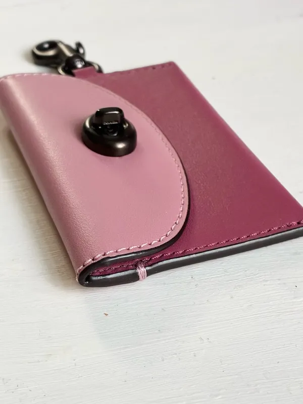 Coach Turnlock Leather Card Case Bag Charm in Colorblock - Image 8