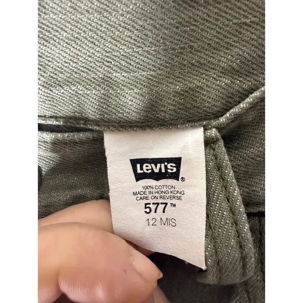 Levi's 577 green cargo jeans made in Hong Kong snap button‎ size 12 - Image 4