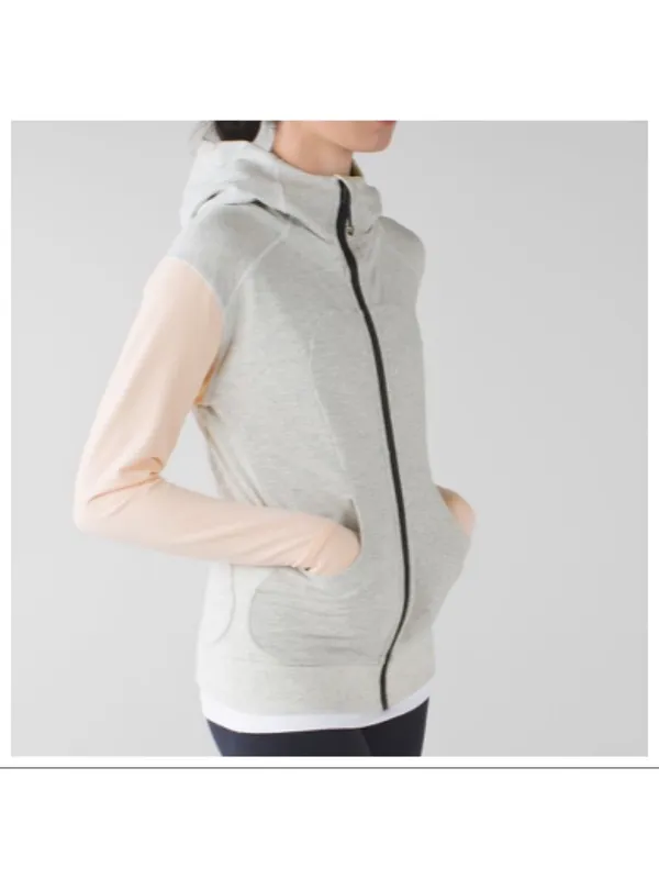 Lululemon On The Daily Hoodie Heathered White / Butter Pink size 8 - Image 4