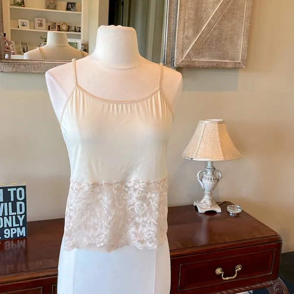 Romantic Lace Nylon Nude Cami - Image 4