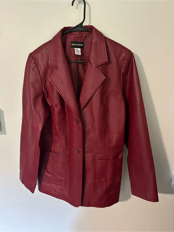 MetroStyle 100% leather jacket red 12 - Image 2