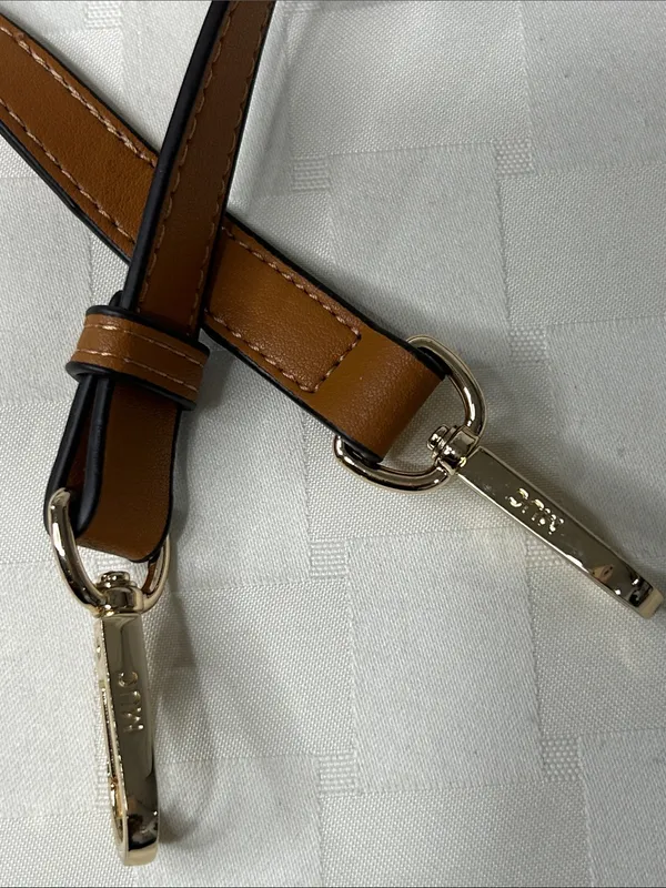 Source Unknown MUC Tan Leather Crossbody Strap with Gold Hardware - Image 2