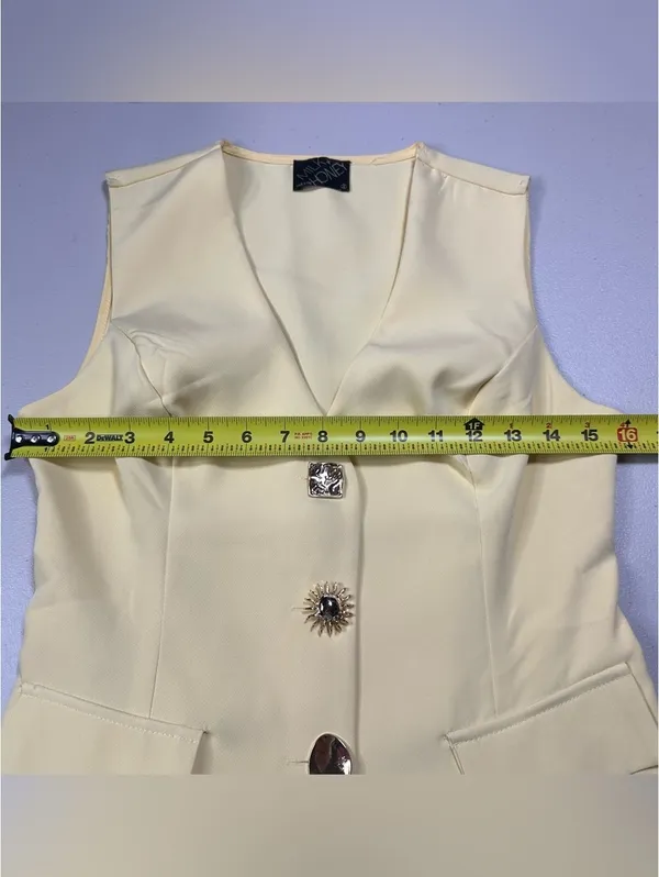 Milk & Honey Women’s Yellow Tailored Vest Size Small V-Neck NWOT Career Chic - Image 7