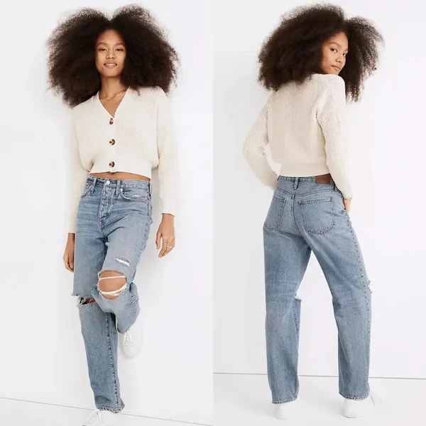 Madewell The Dadjean Destroyed‎ Edition Jeans Dustin Wash Size 27 - Image 2