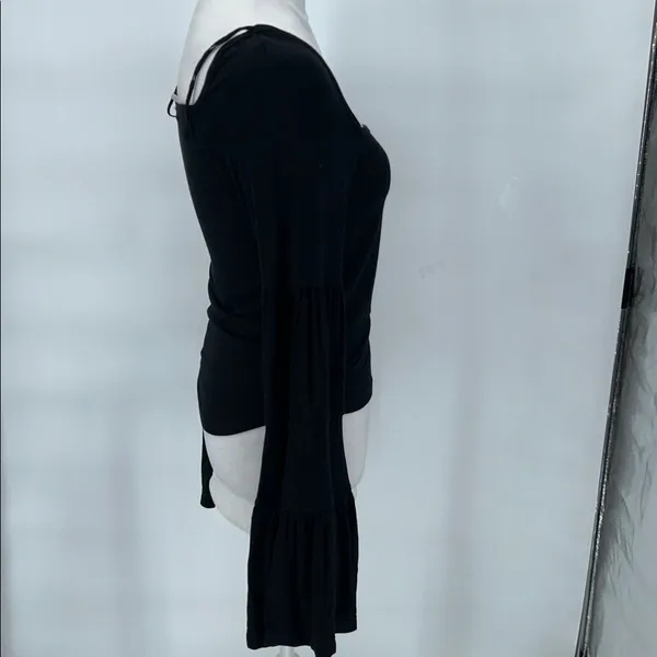 Free People Black Long Sleeve Top Babetown Black Bell Sleeve Size Small - Image 5