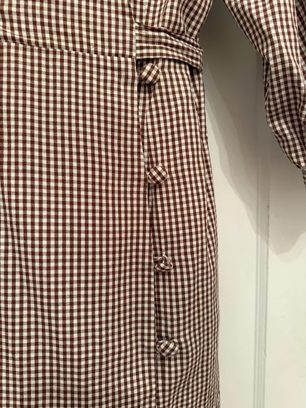 Tularosa Brown and White Gingham Button/Wrap Mini Dress - Image 2