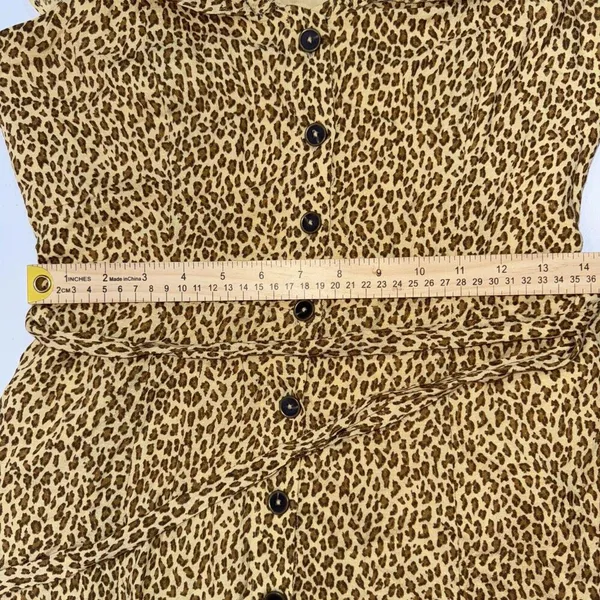 Anthropologie Designer Classy Animal Print Flutter Sleeve Boho Button‎ Dress 0 - Image 8