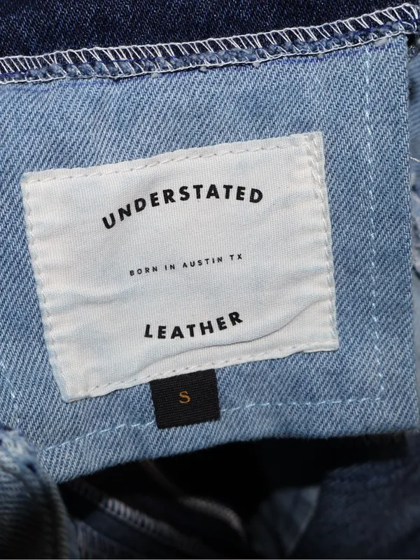 Understated Leather Two-Tone Scalloped Denim Mini Dress small - Image 9