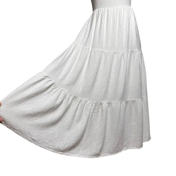 Sadie & Sage White Cottagecore Puff Sleeve Tie‎ Back Midi Dress Boho Prairie S - Image 3
