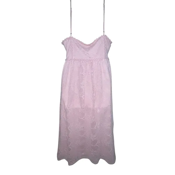 NSR Blush Pink Midi Fit‎ & Flare Lace Crochet Dress Size XL Sleeveless Floral - Image 5