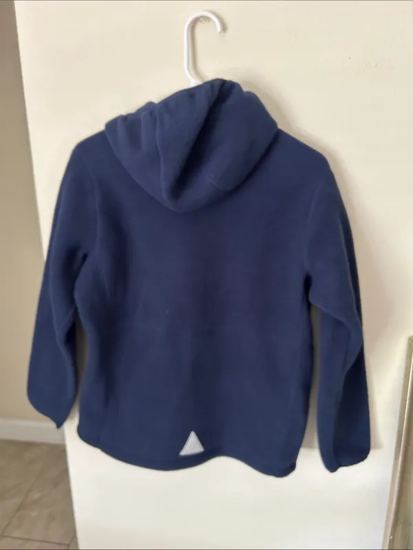 L.L bean navy polar fleece hoodie zip up jacket small med - Image 8