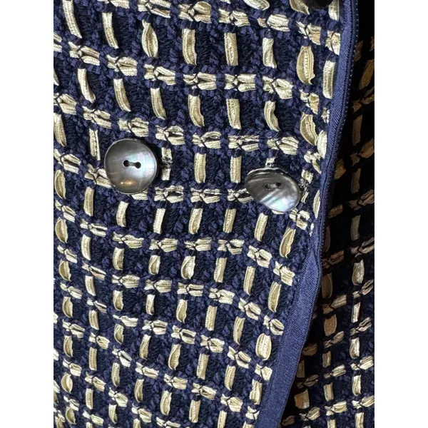 Carlisle New York Blazer Women‎ 6 Blue Tan Tweed Double Breasted Preppy Mature - Image 7