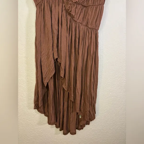 NWT Anthropologie Celandine Strapless Ruched Asymmetrical-Hem Dress Brown Size M - Image 10