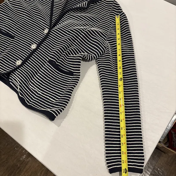 Brooks Brothers Supima Cotton Nautical Cardigan‎ Sweater XL Navy/White Striped - Image 12
