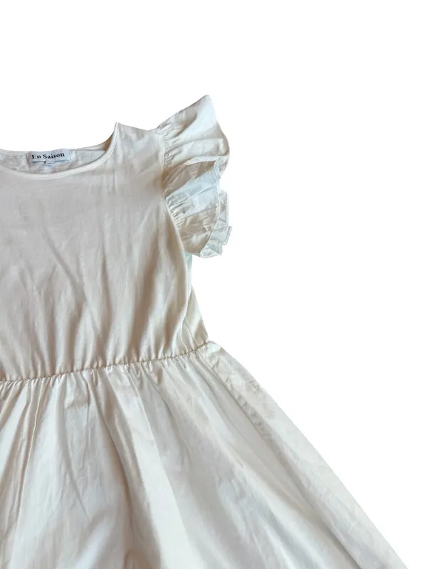 En Saison White A-Line Dress Flowy Sleeves Cotton Blend Stretch Size Medium - Image 4