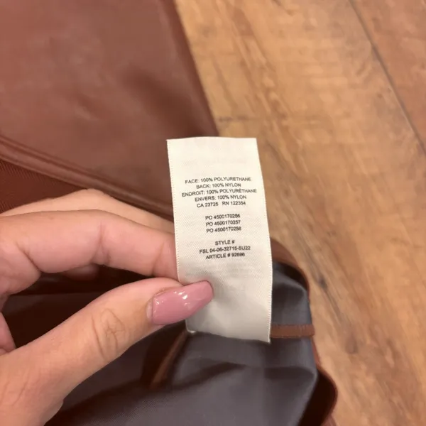 Aritzia Wilfred Elaine Flared High-Rise Vegan Leather Pants Patina Brown 10 $148 - Image 7