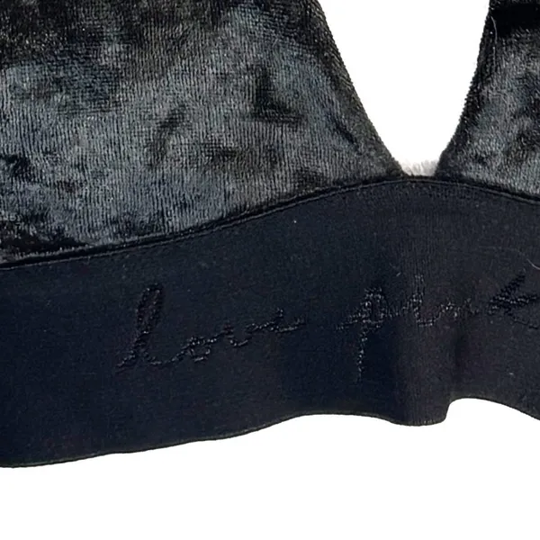 Pink Victoria's Secret Bralette Womens Small Black Crushed‎ Velvet Strappy Back - Image 4