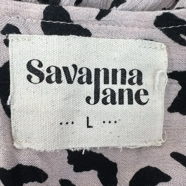 Savanna Jane Size L Blouse Leopard Print Embroidered Floral Top Boho Women's - Image 6