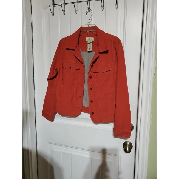 EUC Ladies L.L. Bean Corduroy Burnt Orange Button Down Jacket SIZE XS - Image 3