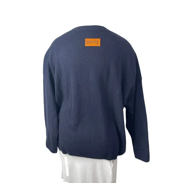 Parke Womens Navy Blue Wool Cashmere Long Sleeve Crew Neck Sweater Top Size L/XL - Image 4