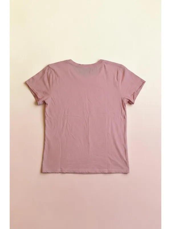 Anthropologie Maeve Mon Cheri Graphic Tee Pink Raw Hem T Shirt Size L - Image 2