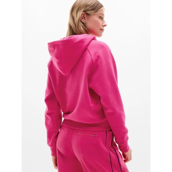 New Athleta M Easy Fleece 1/2 Zip Hoodie Dahlia Pink Medium #473713 - Image 4