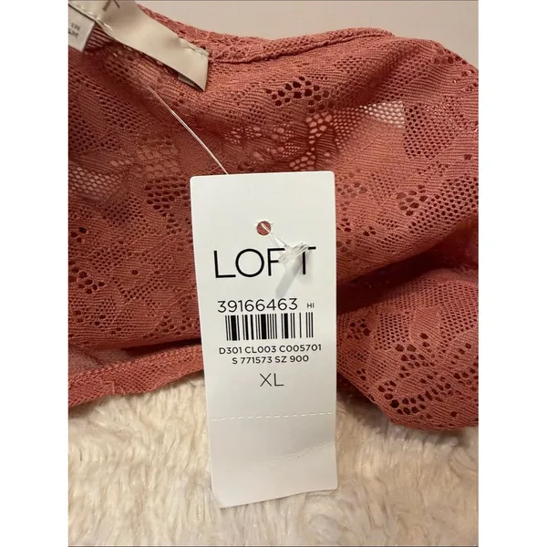 Loft NWT mauve pink full floral lace sheer long sleeve blouse Size XL - Image 4