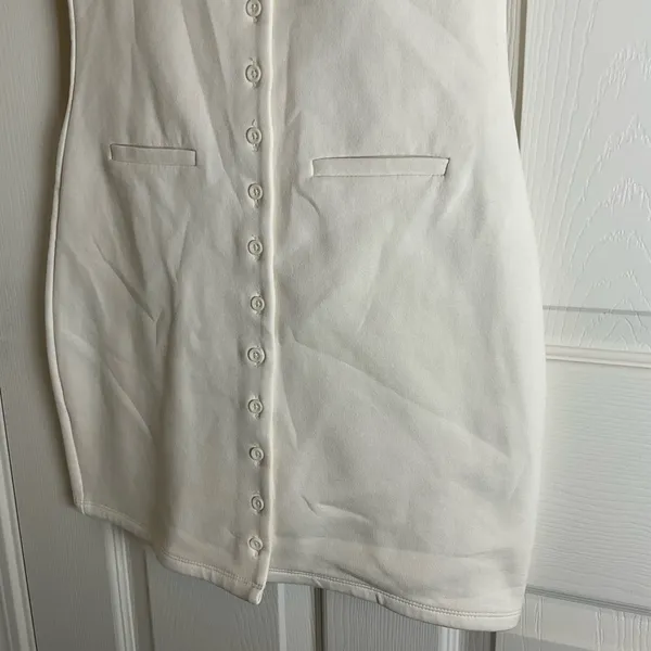 ZARA | Off-White Button-Down Mini Dress woman’s Size Medium - Image 5