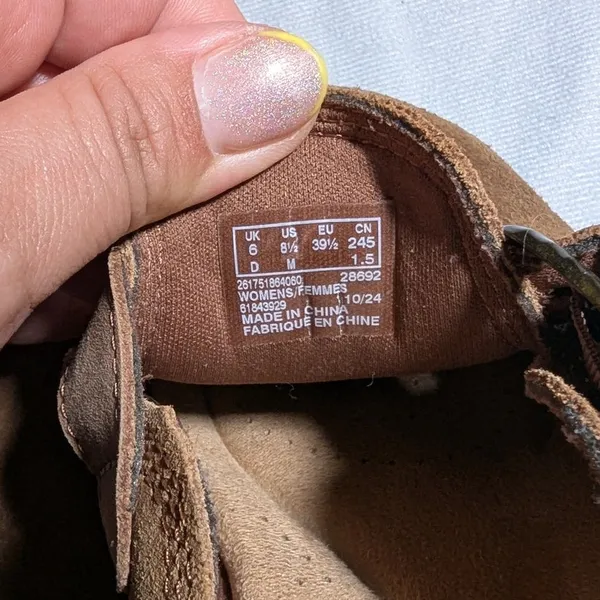 Clarks Paizlee Nora Brown Suede Open Back Wooden Heel Classic Clogs Sz 8.5 - Image 5