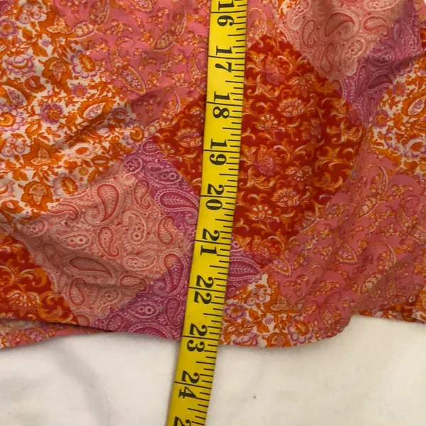 Boho hippie indie western Orange pink floral blouse with ruffled Long sleeves - Image 6