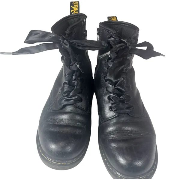 Dr. Martens Black Leather Lace Up Ankle Boots Side Zip US 7 - Image 6