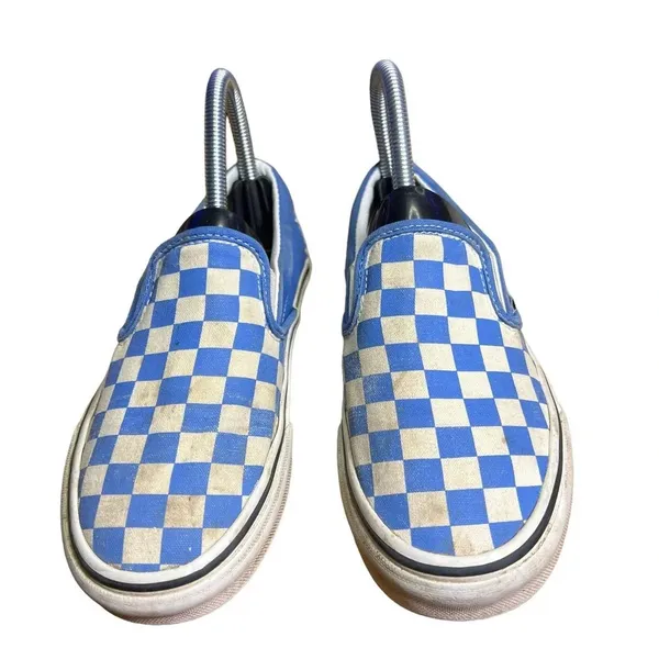 VANS Classic Slip-On Checkerboard Blue/ White Unisex Sneakers Y4.5/M4.5/W6.0‎ - Image 3